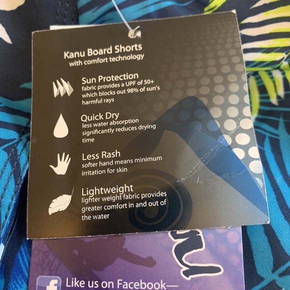 Kanu Surf Board Shorts Swim Trunks Size Medium Tropical Pockets Brief Lining NWT - Picture 12 of 14
